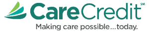 CareCredit logo with tagline "Making care possible...today" for dental financing services.