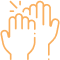 Multiple hands reaching upward together in a collaborative gesture of support and teamwork.