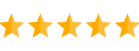 Five gold stars in a row representing a five-star customer rating or review.