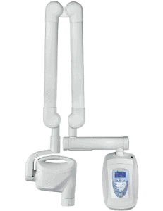 Dental intraoral camera system with external monitor displaying digital imaging technology.