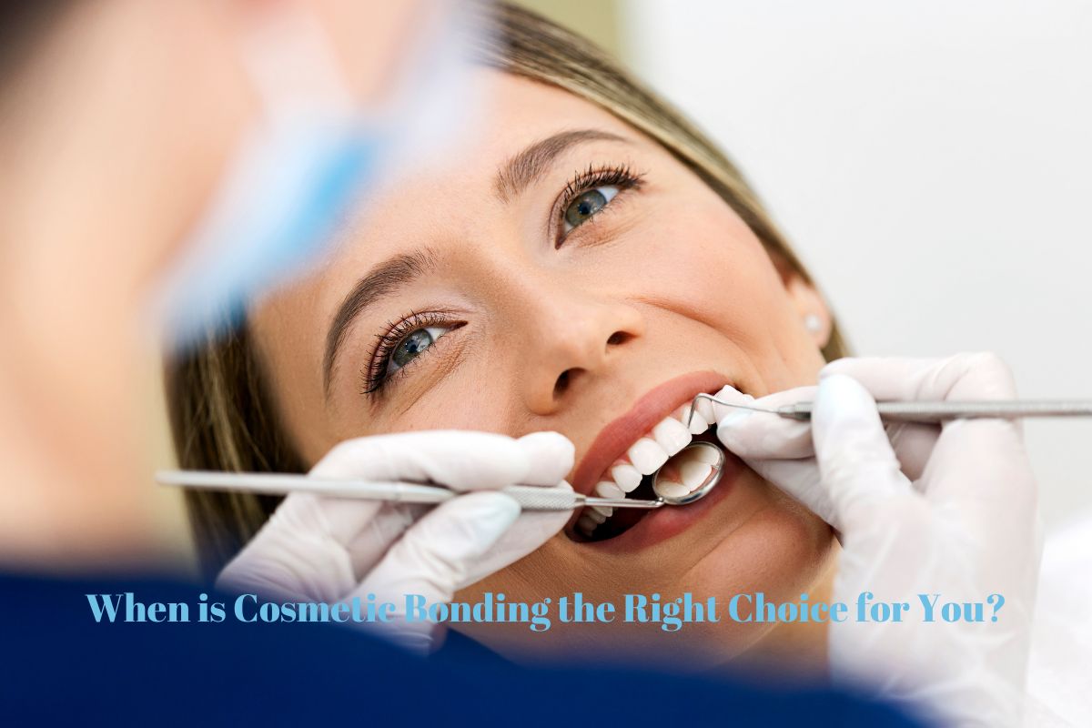 Dentist examining patient's teeth during cosmetic dental consultation at La Jolla Family Smile Design.